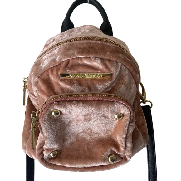 Steve Madden Pink Velvet Mini Backpack - Picture 1 of 12